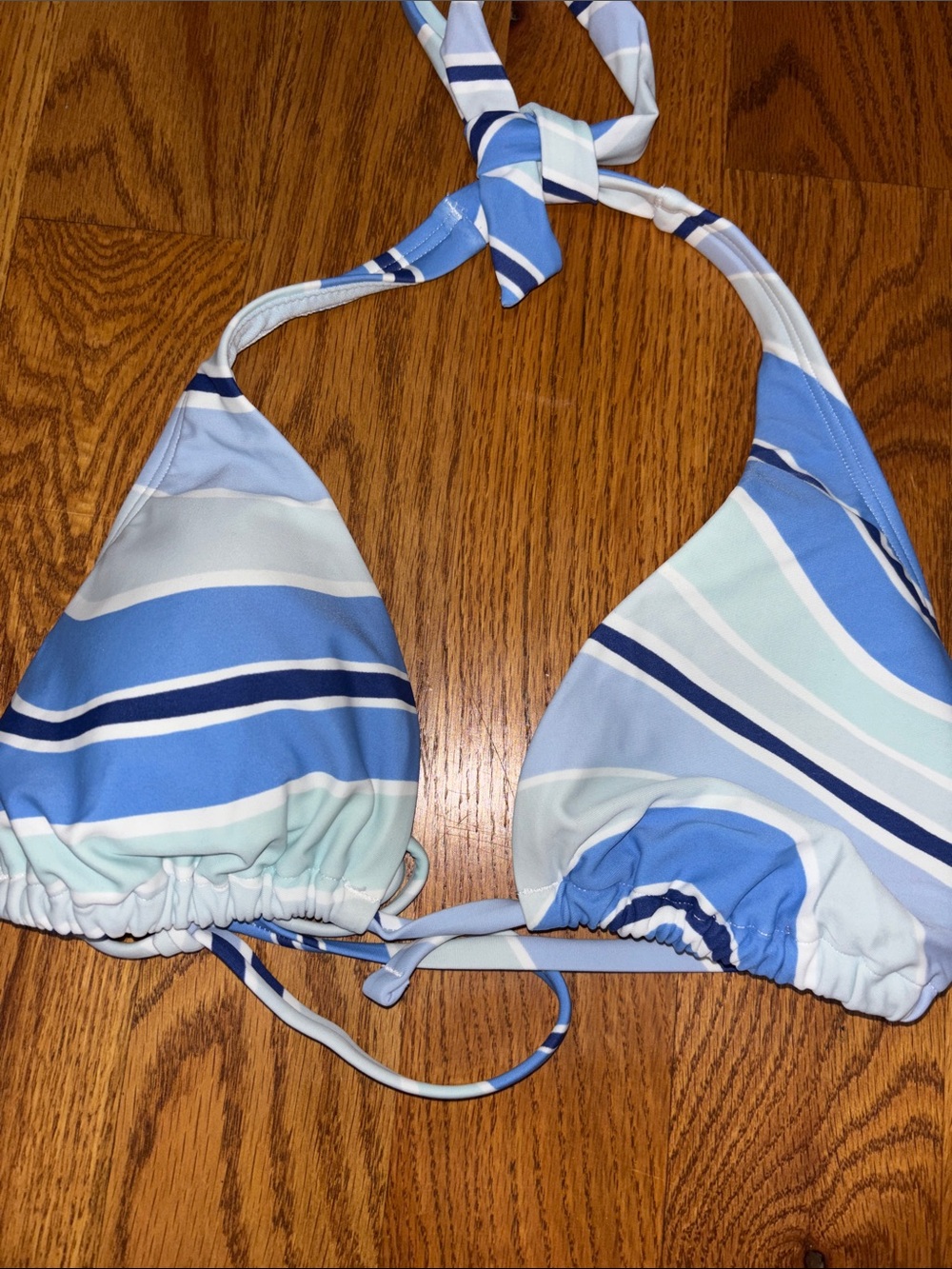 Hollister Blue & Light Blue Striped Triangle Bikini Top